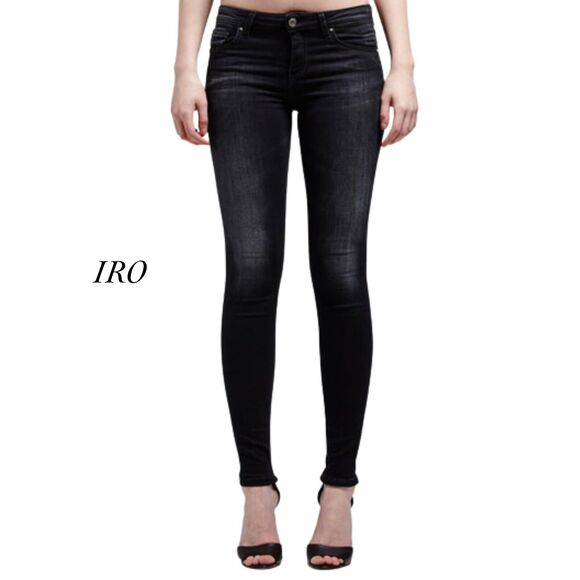 IRO Riviera Black Faded Zipper Cuff Mid Rise Skinny Jeans NWT Size 24